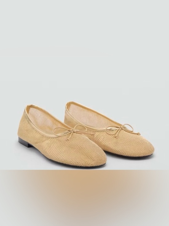 Mango Shoes - Mango Mesh Ballet Flats With Bow
